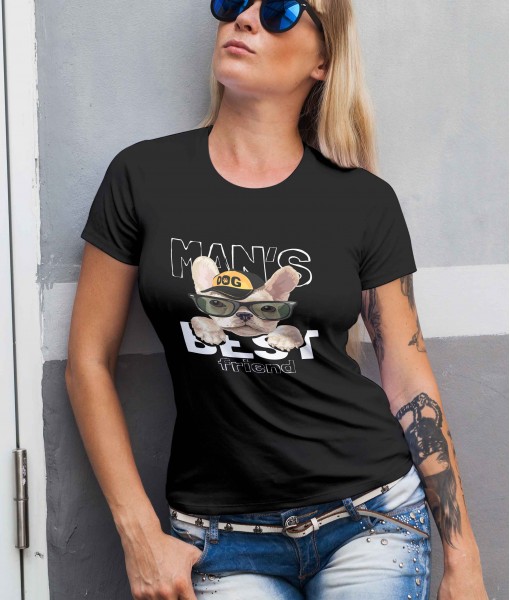 Дамска тениска с щампа Арт Mans best friend dog